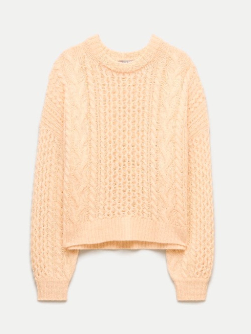 NWT J. Crew Cashmere cable-knit blouson-sleeve sweater